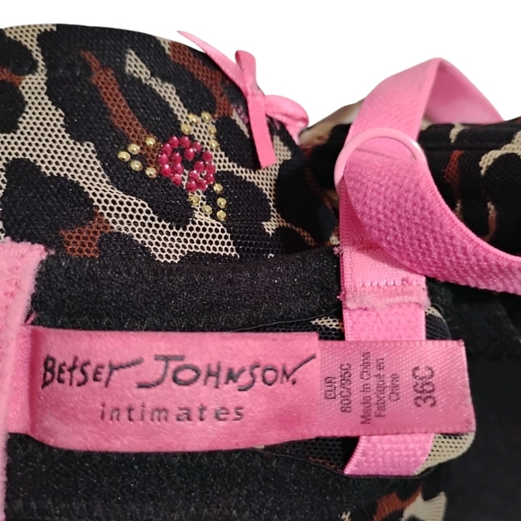 Betsey Johnson Intimates | Cheeta Print Bra with Pink Accents Jewel Tone | 36C - Picture 5 of 7